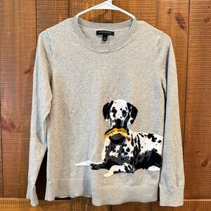 Banana Republic Gray Sweater with Dalmatian Print